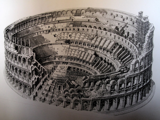 Colosseum drawing. By Jaakko Luttinen (Own work) [CC BY-SA 3.0 (http://creativecommons.org/licenses/by-sa/3.0)], via Wikimedia Commons.
