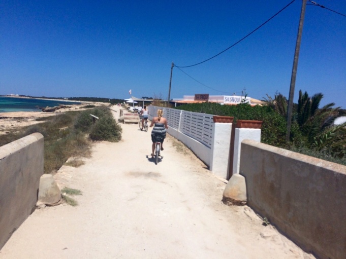 Biking out to the beach in Formentera.