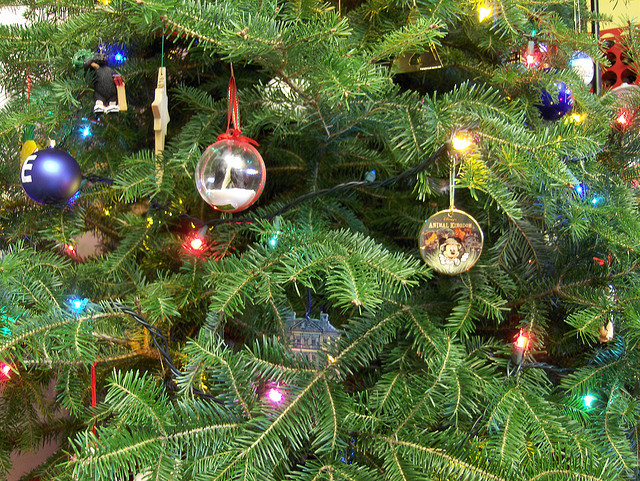 Christmas tree with ornaments. Taken by Joe Shlabotnik via Flickr.