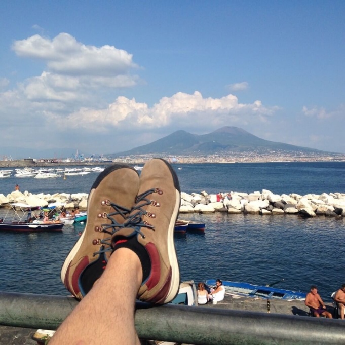 Relaxing with view of Mt. Vesuvius.