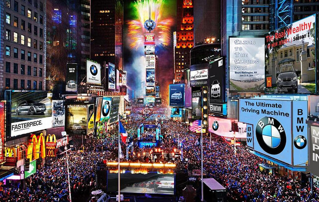 The Ball Drop at Times Square New Year's Eve. Taken by Peter Stevens via Flickr.