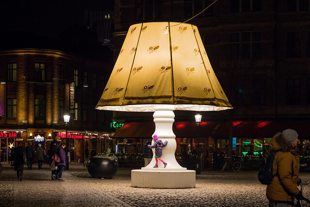 Giant Lamp in Lilla Torg. Taken by Susanne Nilsson via Flickr.