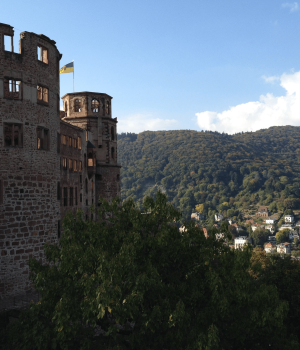 Heidelberg Castle with view of city below