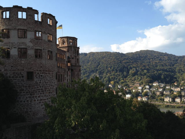 Heidelberg Castle with view of city below